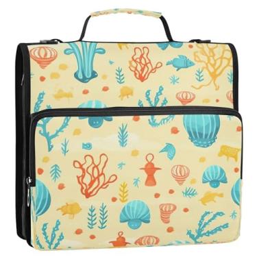 Imagem de Wassud Pasta organizadora expansível com 3 anéis com alça de ombro e alça para vários bolsos Ocean Life