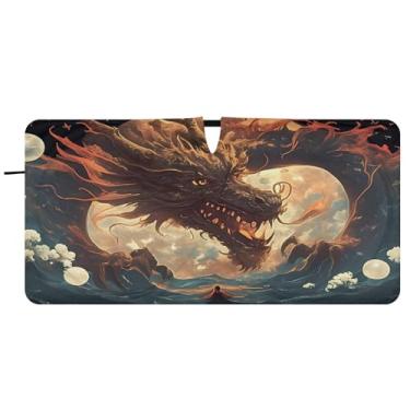 Imagem de CEBUGI Para-brisa de carro dobrável Sombra de sol dragão mármore para janela de carro guarda-chuva para-brisa frontal para-sol para acessórios de carro legal bloqueador solar refletivo de carro, M