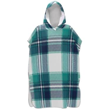 Imagem de Joisal Poncho de surfe para adultos trocador de roupas de banho de praia com capuz ponchos de praia leves para homens xadrez clássico guingão