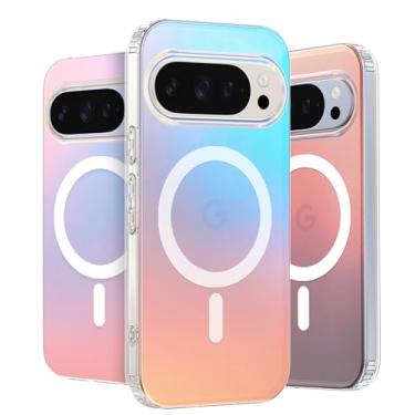 Imagem de LONLI Capa magnética Hue para Google Pixel 10 e Pixel 10 Pro - Capa de telefone iridescente holográfica fluorescente - [compatível com Pixelsnap e Magsafe] - [Moldura elevada da câmera] - Bonita e