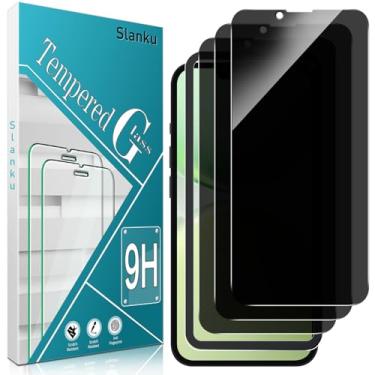 Imagem de Slanku Pacote com 3 protetores de tela de privacidade para iPhone 14 Plus com moldura de instalação, [antiespião], [vidro temperado privado], cobertura total, compatível com capas