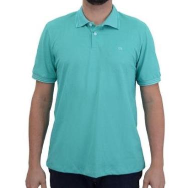 Imagem de Camisa Polo Masculina Ogochi Casual Slim Verde Água - 007484-Masculino