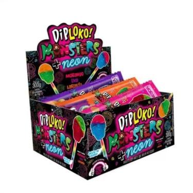Imagem de Pirulito com Palito Neon Caveira 10g - Diploko 30 Unidades
