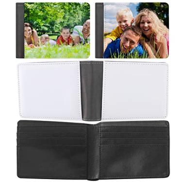 Imagem de ZUYYON 4 carteiras de sublimação, dupla face, em branco, transferência de calor, carteira faça você mesmo, porta-cartões bancários em branco, carteira de couro compacta com compartimentos para cartões