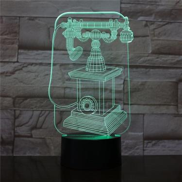 Imagem de Lâmpada de ilusão LED 3D com luz noturna, telefone retrô