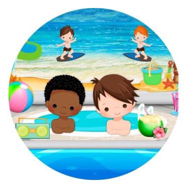 Imagem de Painel Festa Redondo C/ Elástico 1,50m Pool Party - Fadrix, Pool party