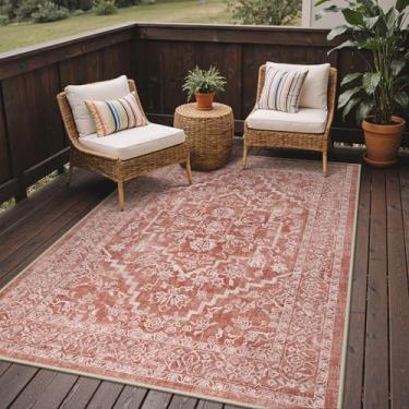 Imagem de GENIMO Tapete para área externa e interna, 1,5 m x 20,3 m, impermeável, não cai, fácil de limpar, tapete de porta frontal boho para pátio, entrada, varanda, sala de estar, quarto, banheiro, carpete