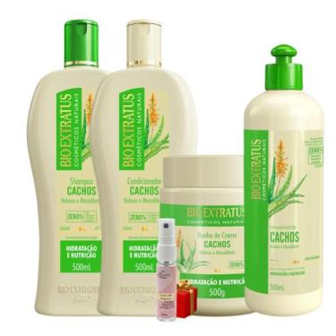 Imagem de Kit Cachos 1 Shampoo 1 Condicionador 1 Banho 500ml + Finalizador 500ml