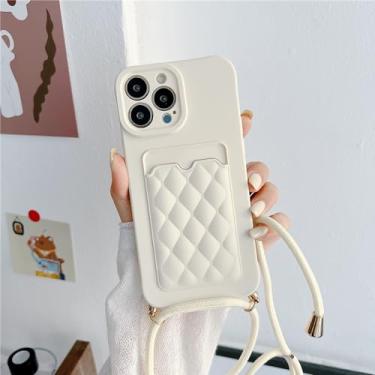 Imagem de Carteira de cartão Crossbody Cord Rope Phone Case para iPhone 15 13 Pro Max 14 11 12 X XR XS 7 8 Plus 3D Diamond Silicone Cover, X9, para iPhone 12