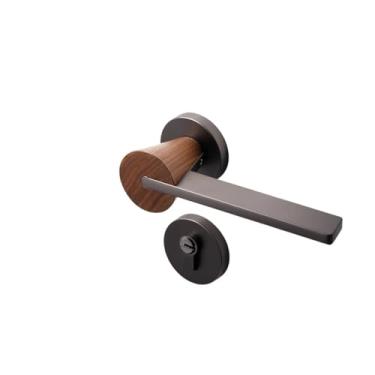 Imagem de Fechadura de porta interna, quarto, retro, fechadura de porta nogueira, silenciosa, magnética dividida (fechadura silenciosa)