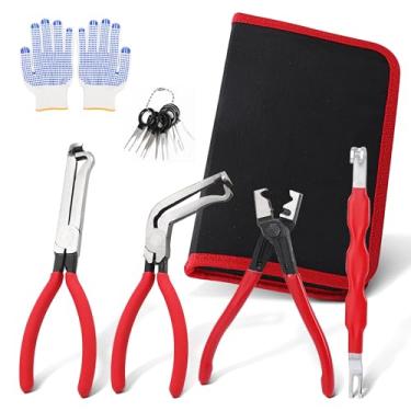 Imagem de Kit de alicates de desconexão elétrica automotiva, conjunto de separadores de conectores de 4 peças com alicate reto de 60 graus, alicate de braçadeira de mangueira, ferramenta de liberação de plugue