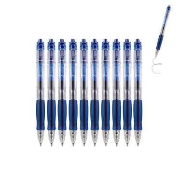 Imagem de GZBABY Caneta de gel retrátil, 10 peças, caneta esferográfica de ponta fina para escrever colorir, 0,5 mm, tinta azul noite estrelada