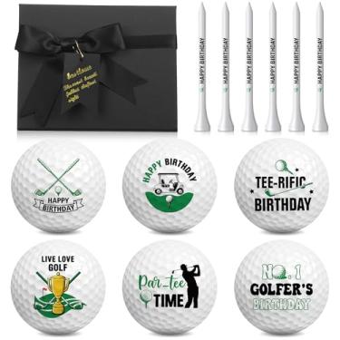 Imagem de Arrowbash Pacote com 6 bolas de golfe de aposentadoria com 6 camisetas e caixa de presente, presentes de aposentadoria para pai, colegas de trabalho, golfistas e marido (branco, estilo funcional)
