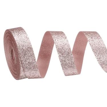 Imagem de PATIKIL Rolo de fita de glitter metálico, rolos de tecido de embrulho de presente de borda única para artesanato, buquê de casamento, festa de casamento, decoração de Natal, rosa coral