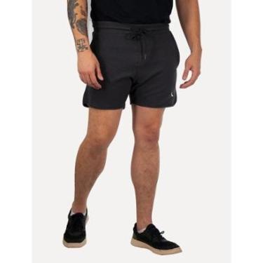 Imagem de Bermuda Reserva Masculina Moletom Malha Textura Waffle Preta-Masculino