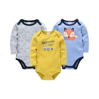 Imagem de Conjunto De Body De Algodão Para Bebês Meninos E Meninas, Manga Longa,