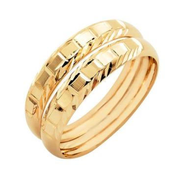 Imagem de Par de Aparador Aliança em Ouro 18k Segnato para noivado e casamento -