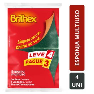 Imagem de Esponja Leve 4 Pague 3 de Lavar Louça Brilhex Dupla Face, unidade