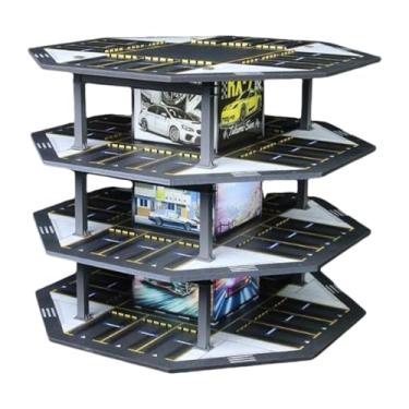 Imagem de JWQFBC Estacionamento Octogonal em Escala 1:64, Decoração para Casa, Item de Colecionador, Cenário em Miniatura Iluminado, Vitrine para Carrinhos de Metal Fu, Style a, Tamanho real