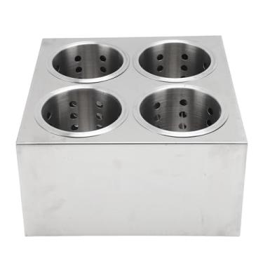 Imagem de AYNEFY Porta Talheres, Organizador de Utensílios de Aço Inoxidável, Base Antiderrapante, Design de Fileira Dupla, para Uso Em Cozinha e Sala de Jantar