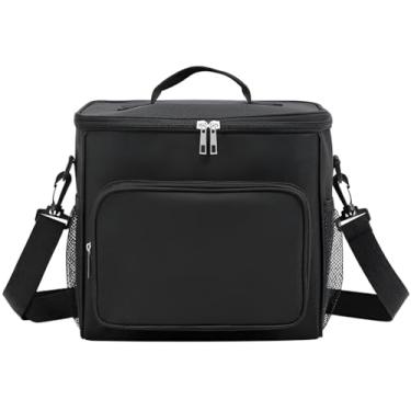 Imagem de Bolsa Térmica com 4 Divisórias Alça Ajustável e Isolamento Térmico - Compartimentos em Tela para Marmita Academia e Viagem (Preto)