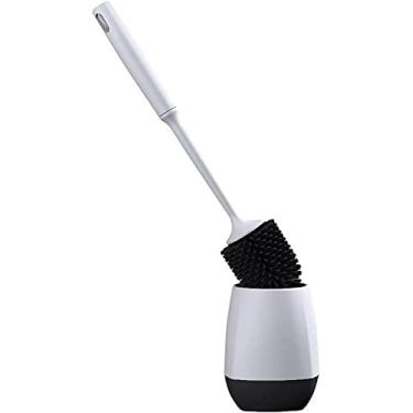 Imagem de Conjunto de escova de vaso sanitário de borracha com suporte adesivo, escova de limpeza de cabo longo flexível e macia para banheiro, banheiro, suporte de escova de vaso sanitário (B) (B)