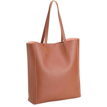 Imagem de Bolsa Tote Feminina Ombro Couro Vegano Premium Design Moderno Elegante (Caramelo)
