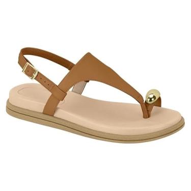 Imagem de Sandália Feminina Rasteira de Dedo Confortável Macia Leve com Palmilha Acolchoada para Praia, Verão e Dia a Dia — Moda Réveillon(Camel,36)