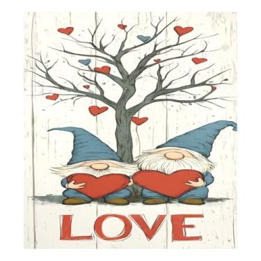 Imagem de Qilmy Capa de ímã de máquina de lavar louça de gnomo fofo dia dos namorados 58 x 66 cm capas decorativas de geladeira para porta frontal adesivo de folha magnética máquina de lavar louça painel