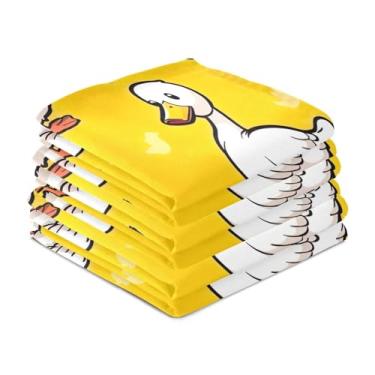 Imagem de Wassud Toalhas de cozinha fofas toalhas de prato de pato branco pacote com 6 panos de prato macios com laço para pendurar toalha de mão de secagem rápida super absorvente toalhas de chá de mesa