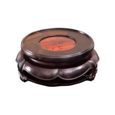 Imagem de x3anggyt5 Decoração de casa redonda com base de bonsai rotativa de escultura em relevo, suporte de exibição de galho azedo avermelhado para uso interno (grande)