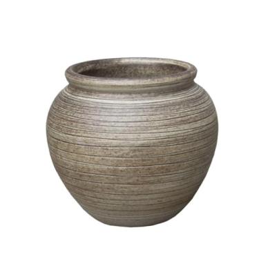 Imagem de Vaso de cerâmica redondo moderno para sala de estar, decoração de vaso de cerâmica retrô, decoração de flores secas e peças centrais