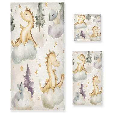 Imagem de xigua Conjunto de toalhas de banheiro aquarela dragões absorvente macio 3 peças toalha de banho toalha de mão toalhas decorativas para banheiro, academia, hotel, praia, piscina