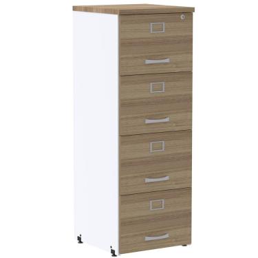 Imagem de Armário De Arquivo Oficio Pe25 Pandin 45,70 Cm Em Mdp Noce Noce Naturalle E Branco 4 Gavetas