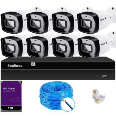 Imagem de Kit 8 Câmeras IP Vipc 1230B Intelbras NVD 1408P HD 1TB Purple