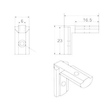 Imagem de Conjunto De Suportes De Canto Interno Em L Preto Para Perfis De Alumín