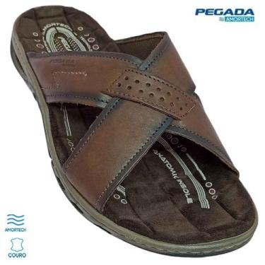 Imagem de Chinelo Masculino Pegada Ortopédico Couro, Pinhao, 42