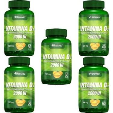 Imagem de Kit 5X Vitamina D3 2000UI - 60 Cápsulas - Herbamed-Masculino