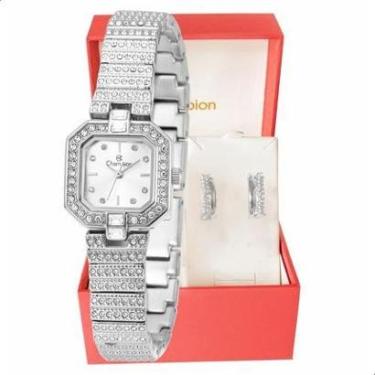 Imagem de Relógio Feminino Champion Prata Pequeno CF25769Q + Brincos-Feminino