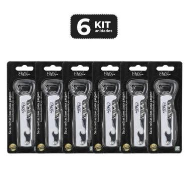 Imagem de Kit 6 saca rolha e abridor de inox multiuso 12 cm - Chef Line