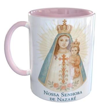 Imagem de Caneca Porcelana Nossa Senhora De Nazare - Pense Canecas, Rosa Claro