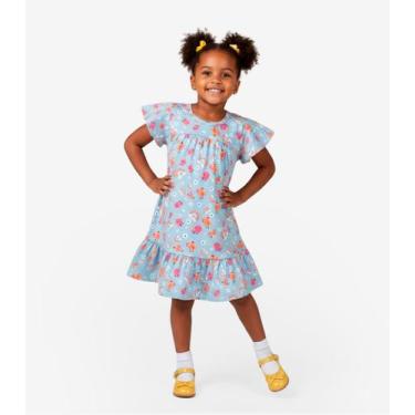 Imagem de Vestido Infantil Com Manga Godê Select Azul, 8, Azul