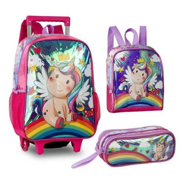 Imagem de Mochila Rodinha Escolar Unicórnio + Lancheira + Estojo - Clio
