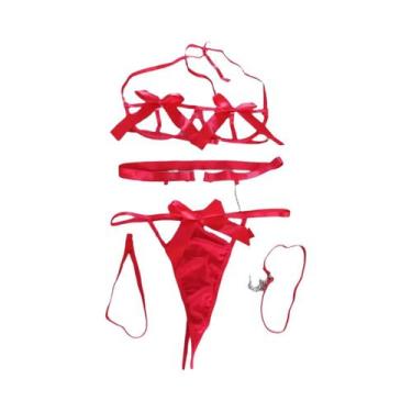 Imagem de Conjunto De Lingerie Com Renda Floral Vermelha Para Mulheres, Sutiã Co