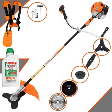 Imagem de Roçadeira À Gasolina Vulcan VR520-H Multifunções 10.000rpm 52cc 2,5HP Completa Com 5 Opções de Cortes, Carretel Nylon e Kit 4 Facas + ÓLEO STIHL 8017
