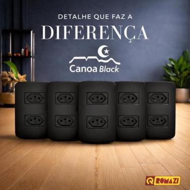 Imagem de Tomada dupla 20a - romazi canoa black - 5 unidades