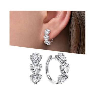 Imagem de Brincos de Argola com Zircônia Cúbica Azul - Acessório Elegante para F