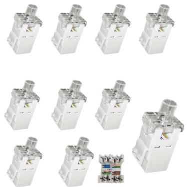 Imagem de Kit 10 Keystone Seclan Rj45 Femea IDC Cat6 Fluke Rohs Branco - Seccon