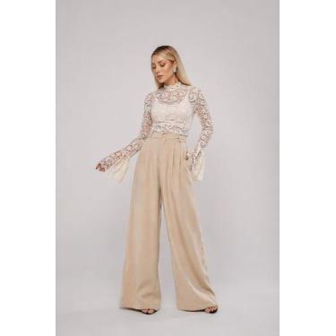 Imagem de Calça Alfaiataria Wide Leg Bege Salvatore, M