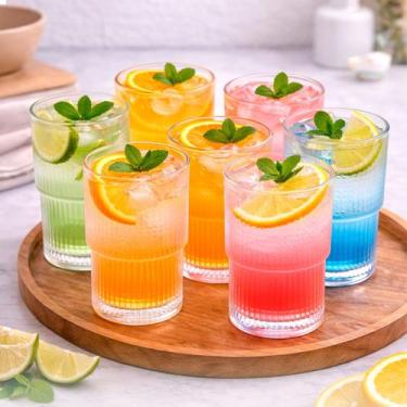 Imagem de Copos Vidro Canelado Jogo 6 peças Elegante Água e Bebidas - DOLCE HOME